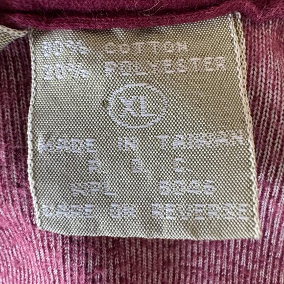 Vintage 80’s Christopher Hayes Velour Striped Maroon Polo Shirt | XL - Picture 6 of 7